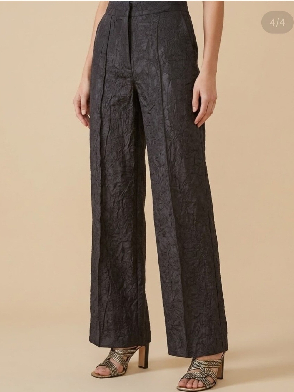 House of Harlow 1960 Black Textured Jacquard Wide Leg High Waist Pants Size S